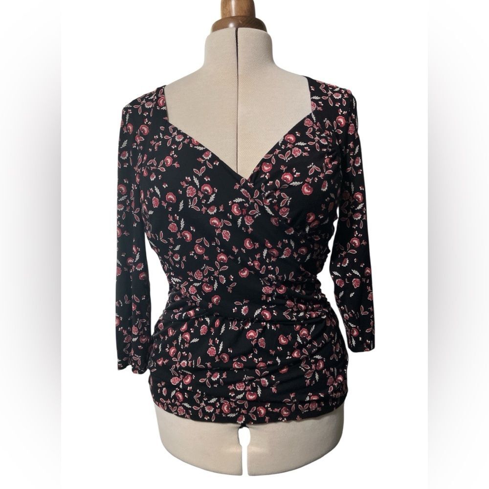 Pepperberry Bravissimo Top Size 12 Pin Up Really Curvy Black Red Long Sleeve